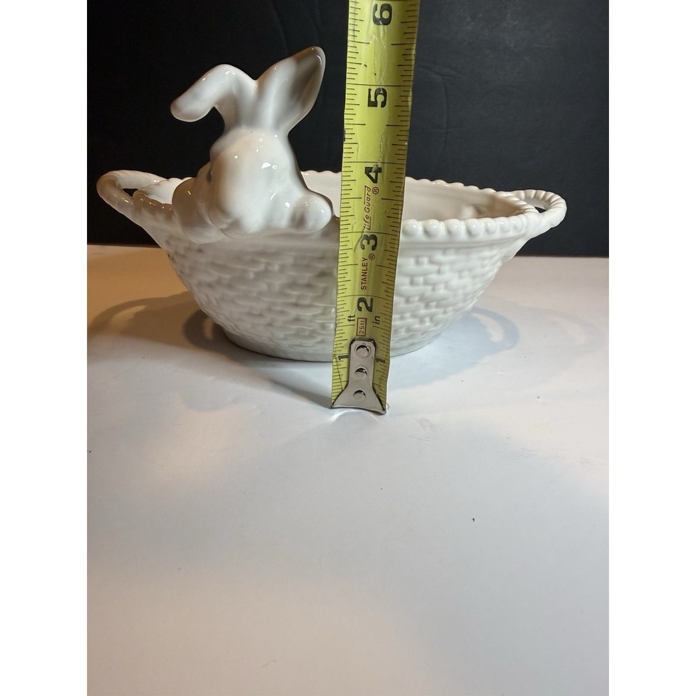 Pottery Barn Easter Bunny Candy Dish Basket Serve Bowl Ceramic Figural Rabbit - Picture 5 of 7